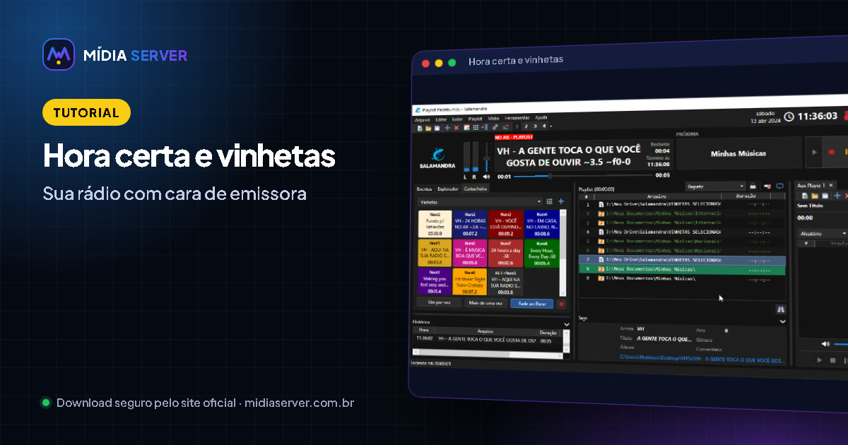 Como colocar a hora certa e as vinhetas na sua automação
