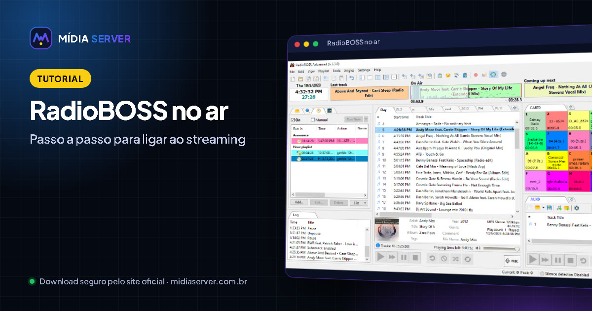 Como conectar o RadioBOSS ao streaming da Mídia Server