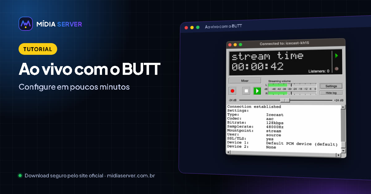 Como transmitir ao vivo com o BUTT (passo a passo)