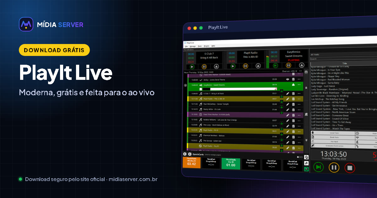 PlayIt Live: Download PlayIt Live grátis: automação moderna para rádio ao vivo