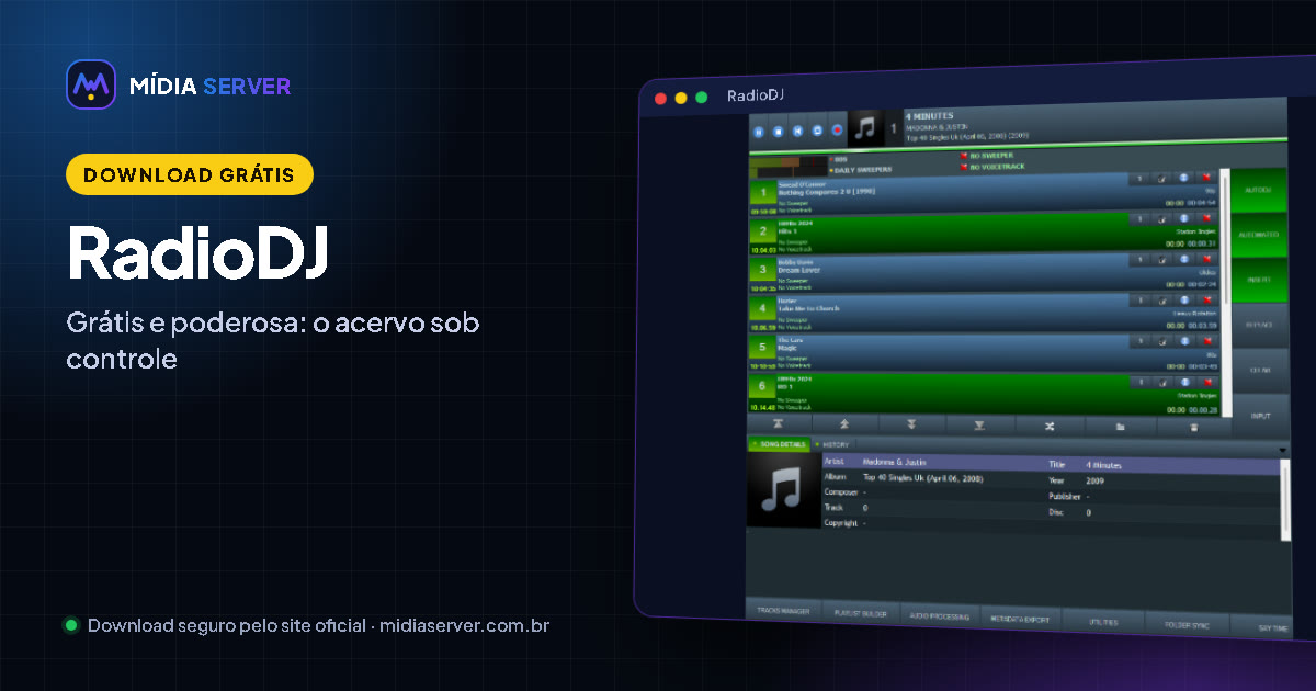 RadioDJ: Download RadioDJ grátis: automação de rádio com banco de dados