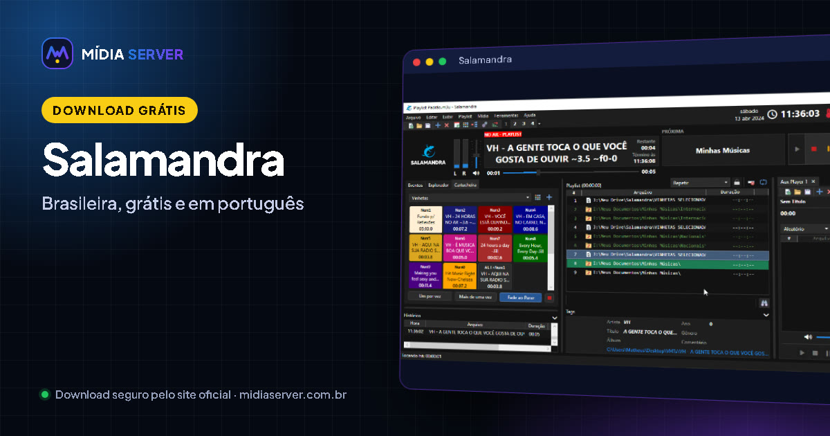 Salamandra: Download Salamandra: automação brasileira gratuita para rádio